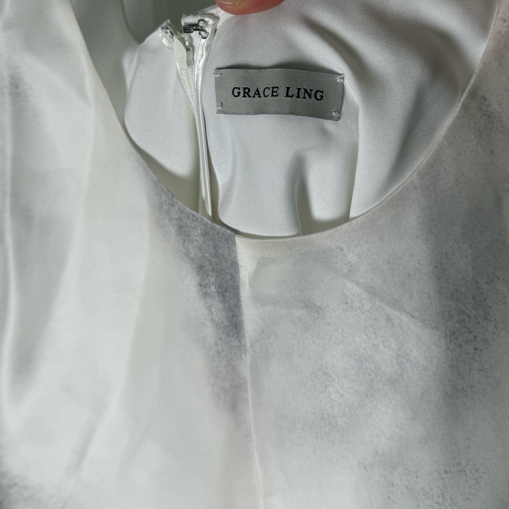 Grace Ling Silk Bias Slip Dress in Ash White L - Picture 12 of 15